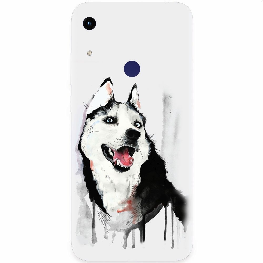 Husa silicon pentru Honor Play 8A, Husky Dog Watercolor Illustration