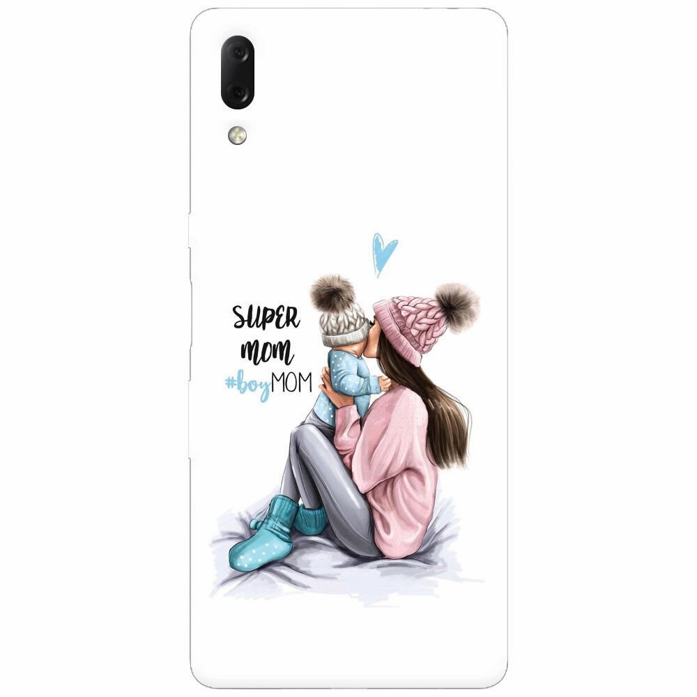 Husa silicon pentru Sony Xperia L3, Super Mom With Boy