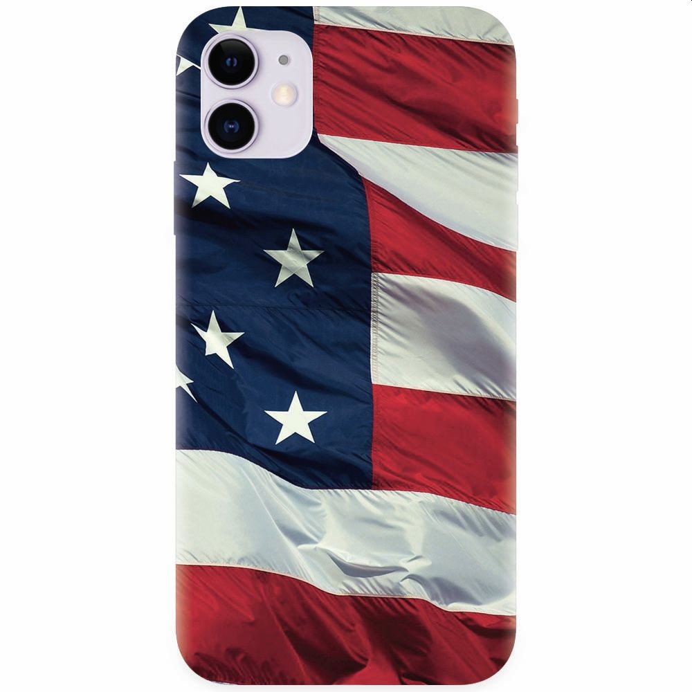 Husa silicon pentru Apple Iphone 11, American Flag Illustration