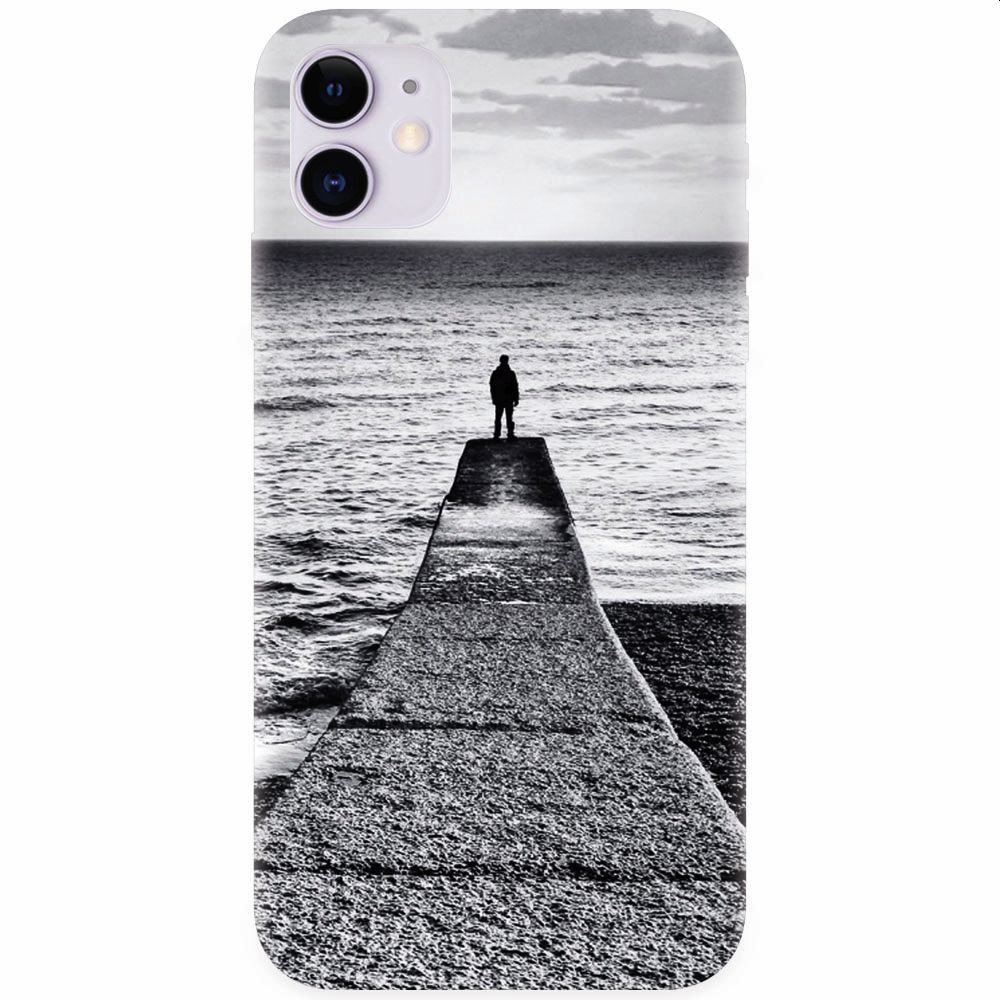 Husa silicon pentru Apple Iphone 11, Abstract Dock Man Grey