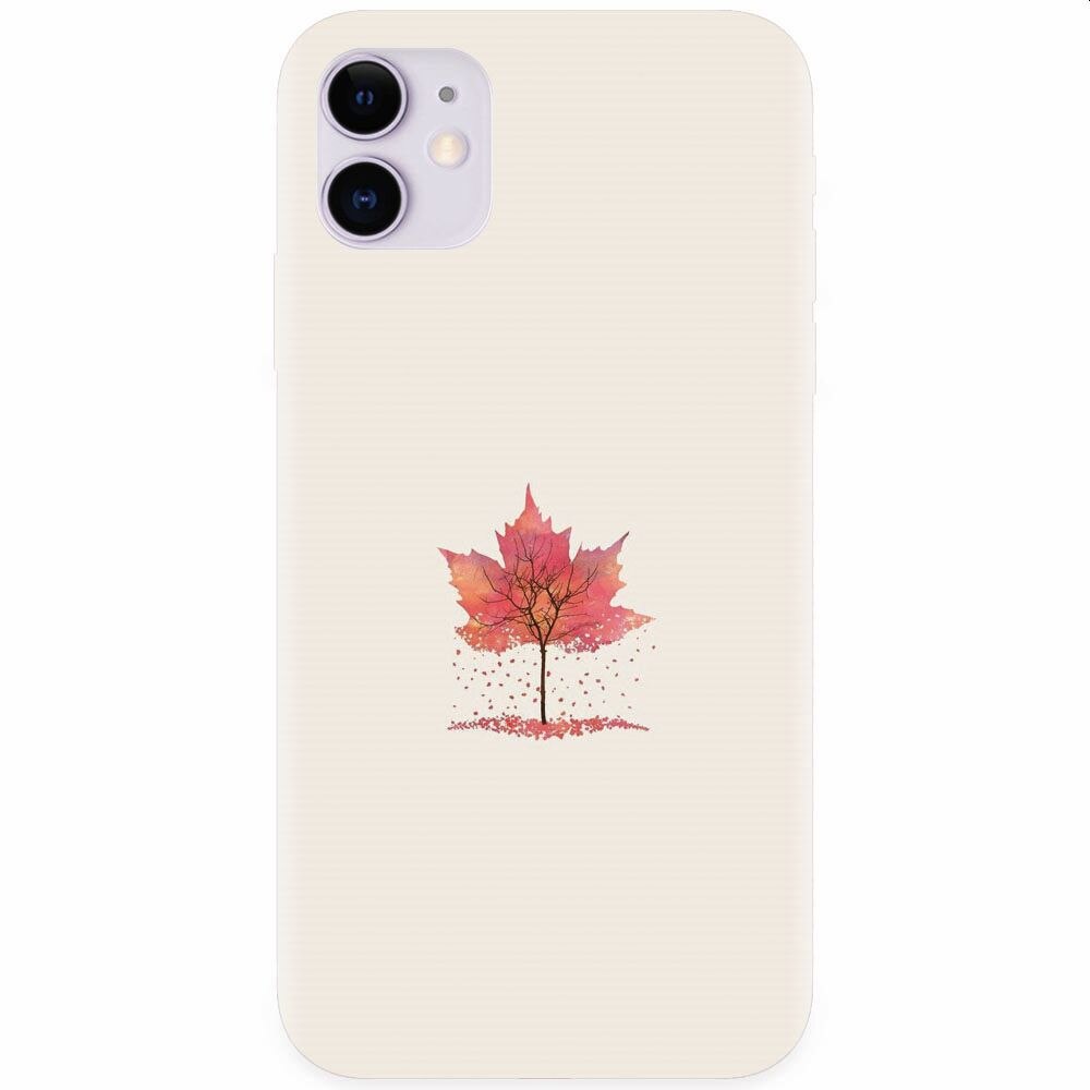 Husa silicon pentru Apple Iphone 11, Autumn Tree Leaf Shape Illustration