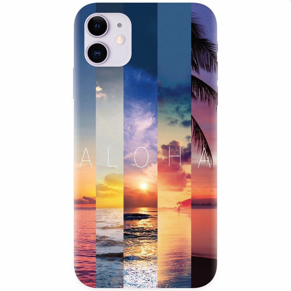 Husa silicon pentru Apple Iphone 11, Aloha Summer Stripes