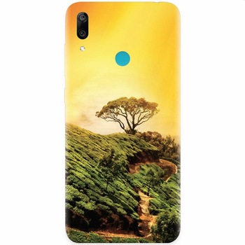 Husa silicon pentru Huawei Y7 2019, Hill Top Tree Golden Light Husa silicon pentru Huawei Y7 2019, Hill Top Tree Golden Light