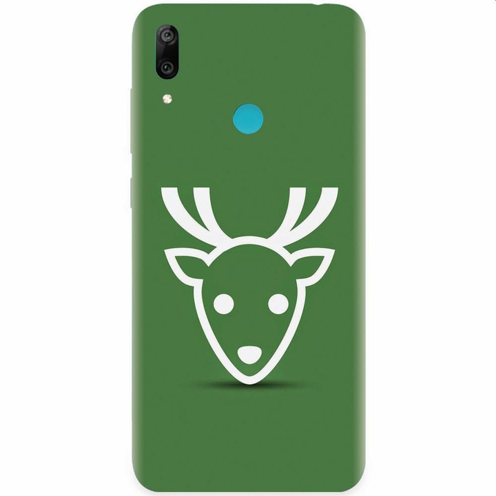 Husa silicon pentru Honor Play, Minimal Reindeer Illustration Green
