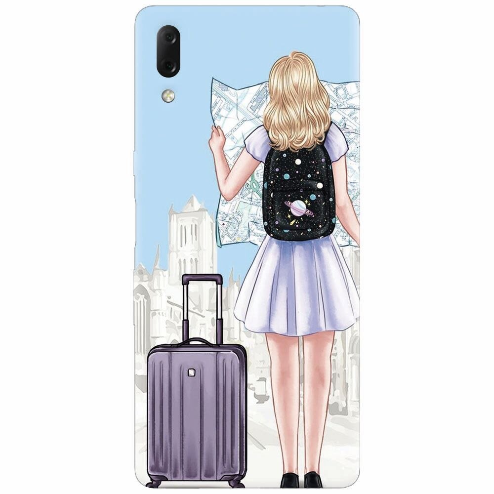 Husa silicon pentru Sony Xperia L3, Travel Girl Searching On Map