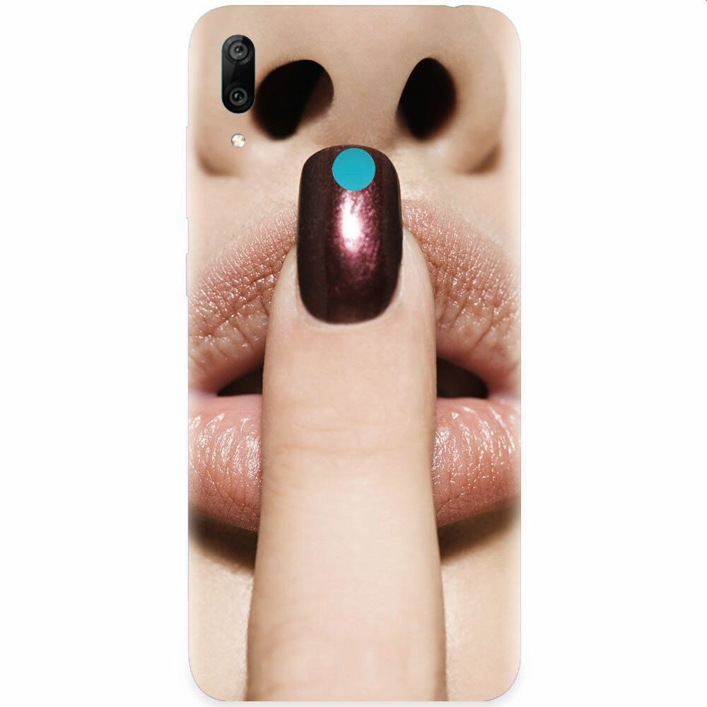 Husa silicon pentru Honor Play, Finger Purple Nailpolish Girl Lips