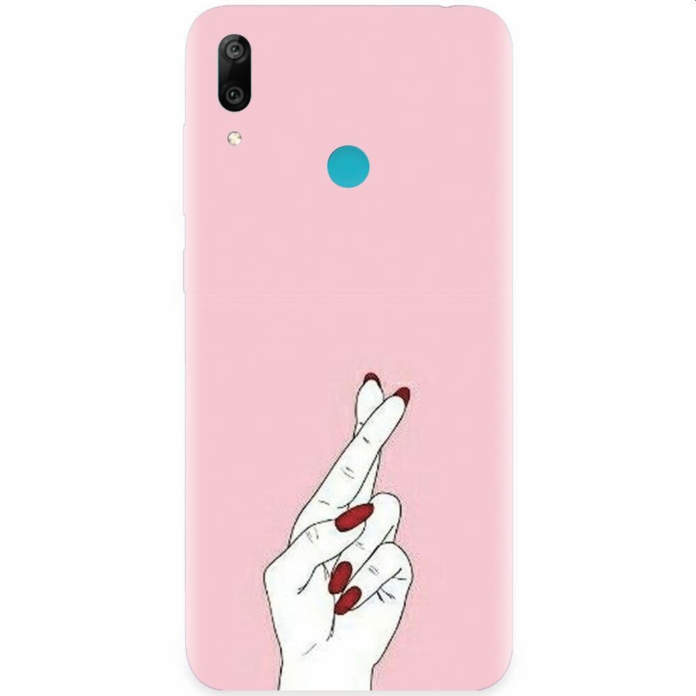 Husa silicon pentru Honor Play, Pink Finger Cross