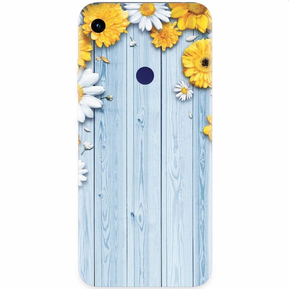Husa silicon pentru Honor Play 8A, Sunflower On Blue Wood