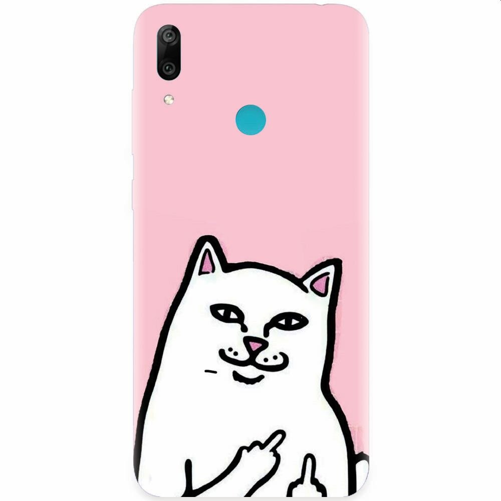 Husa silicon pentru Huawei Y7 2019, White Cat