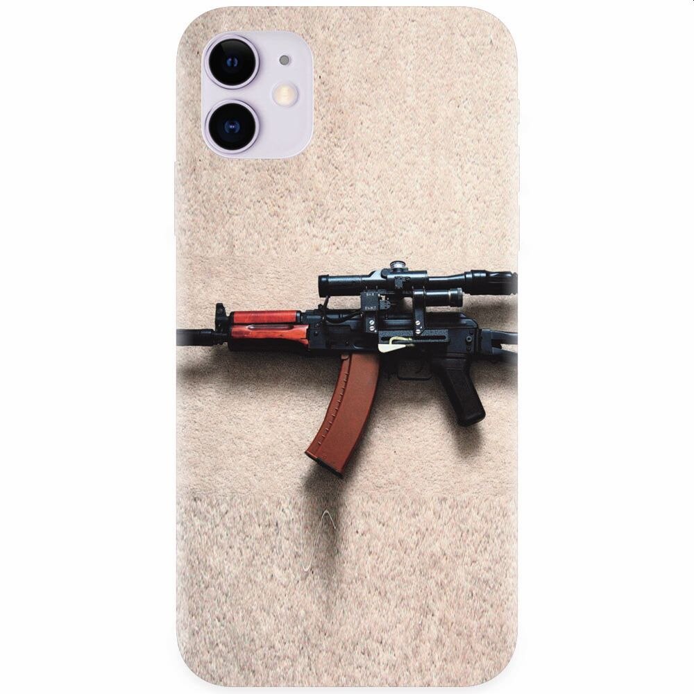 Husa silicon pentru Apple Iphone 11, AK Kalashnikov Gun Of Military