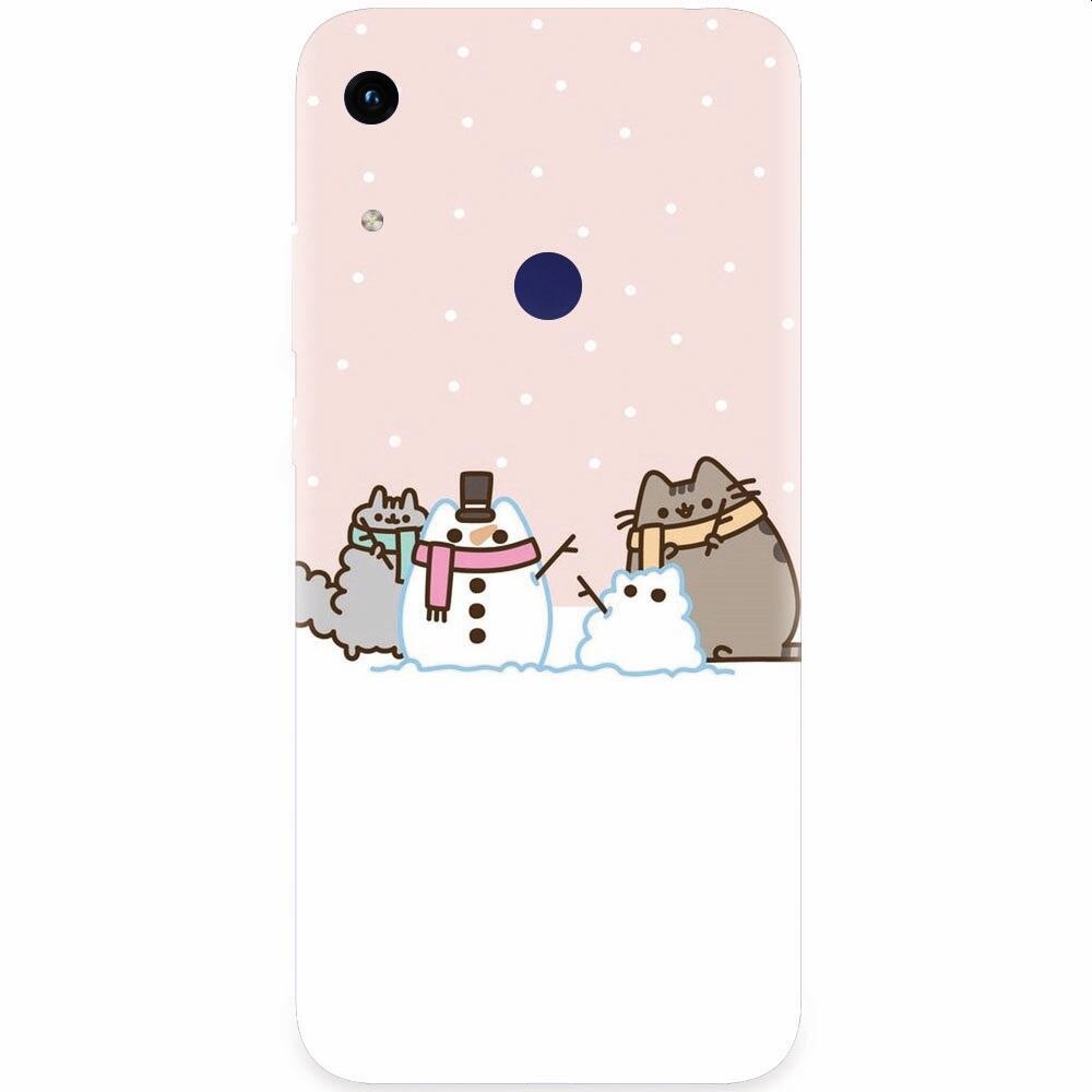 Husa silicon pentru Honor Play 8A, Cat And Snowman
