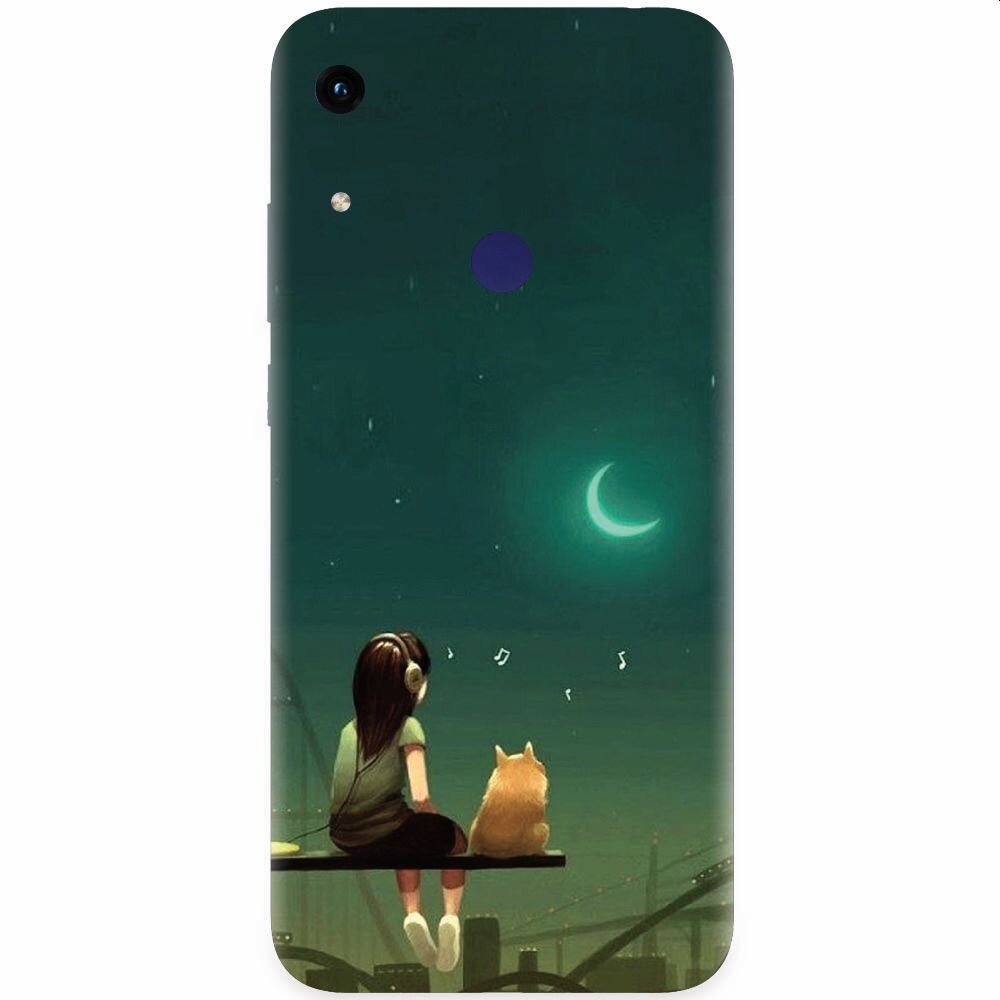 Husa silicon pentru Honor Play 8A, Cat And Girl