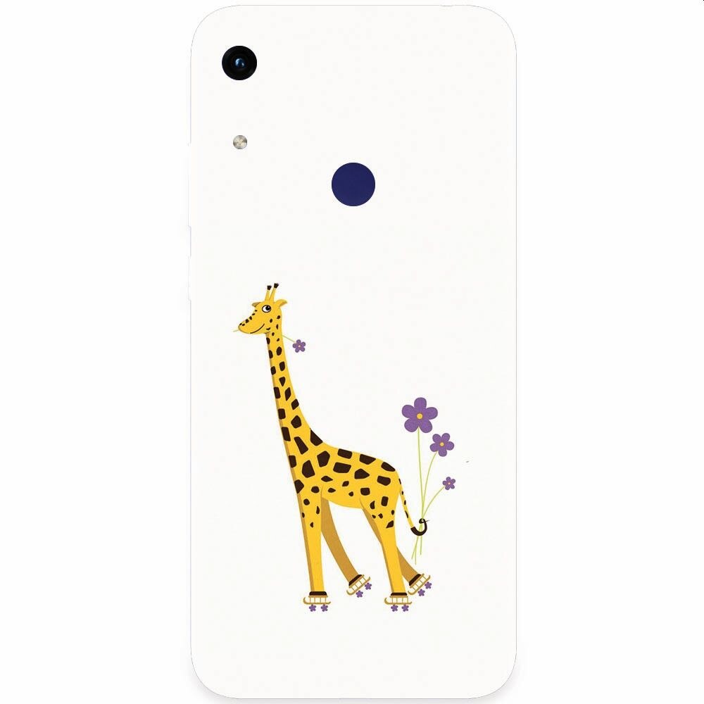 Husa silicon pentru Honor Play 8A, Rollerskating Girafe Illustration