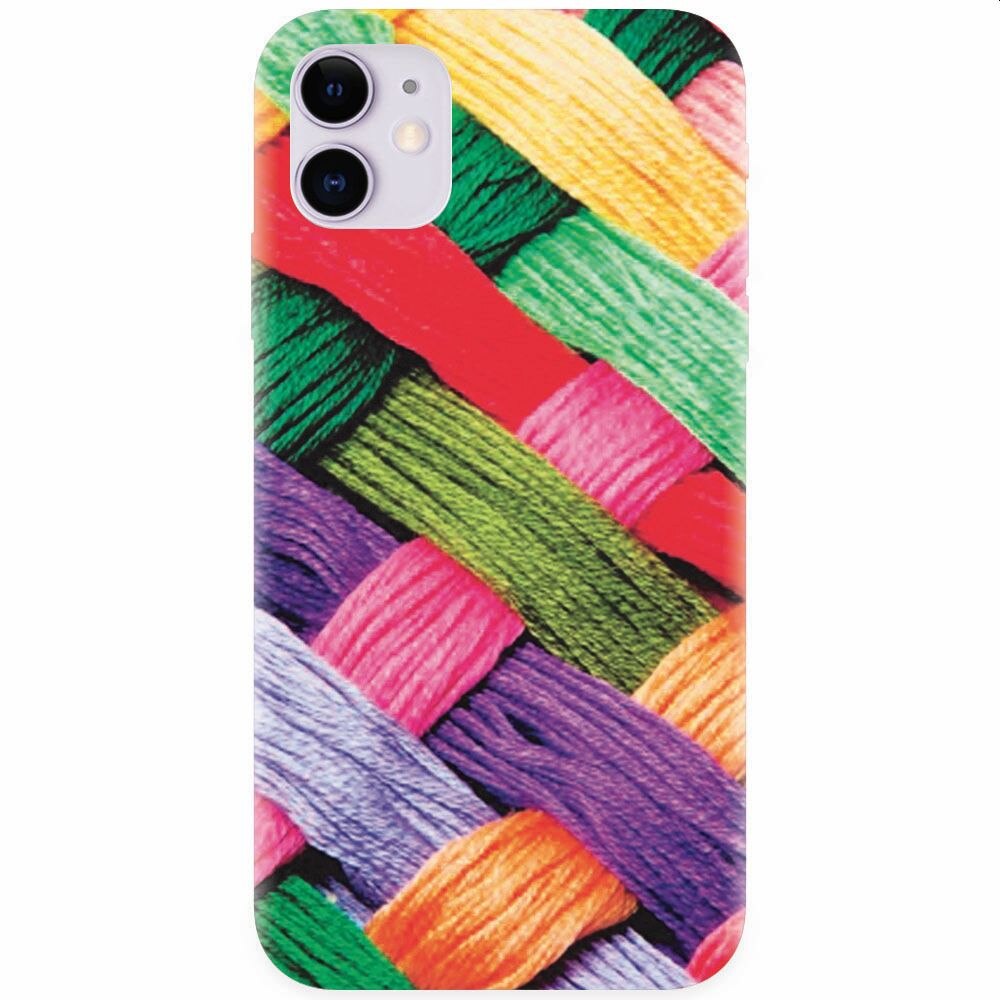 Husa silicon pentru Apple Iphone 11, Colorful Woolen Art
