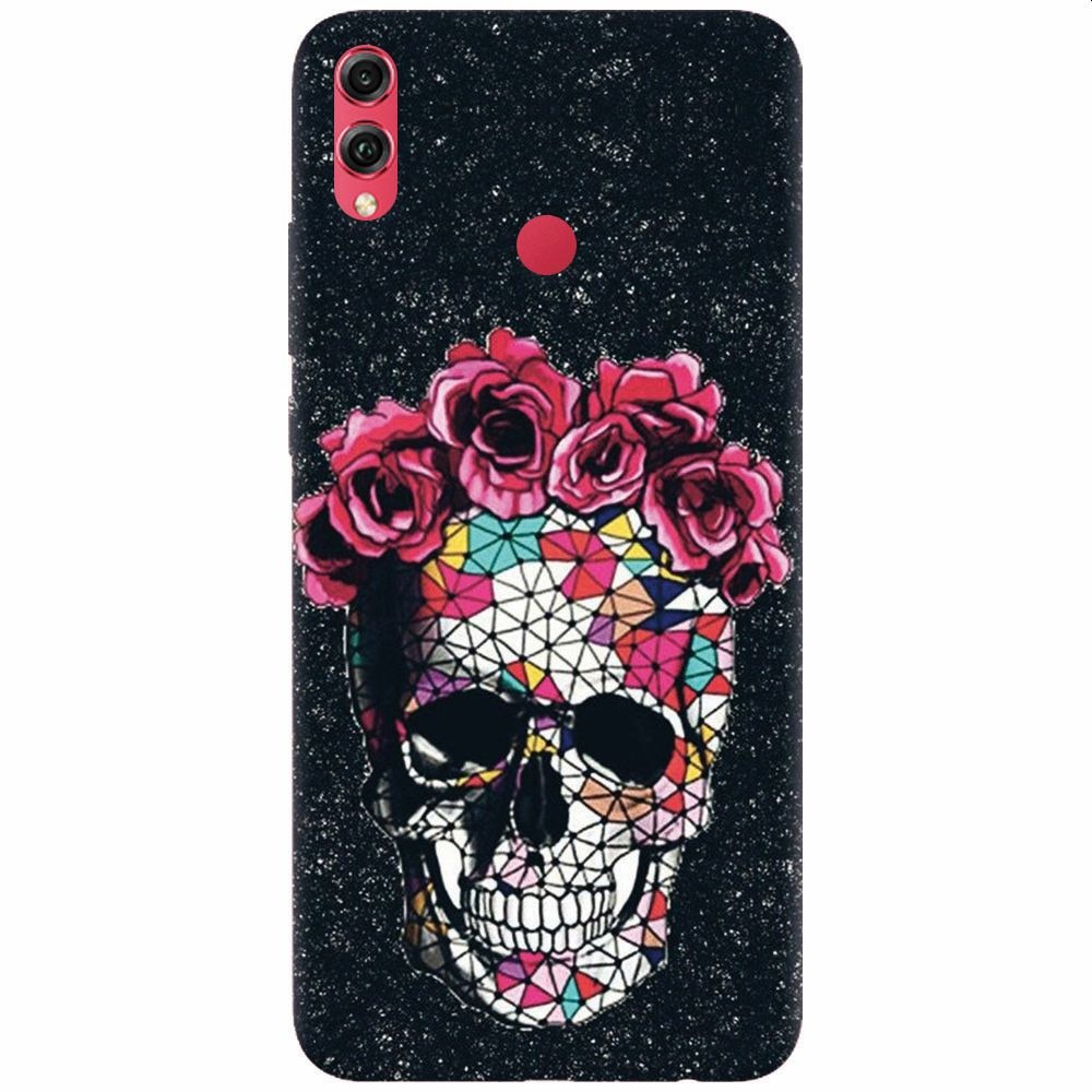 Husa silicon pentru Honor Note 10, Colorful Skull Roses Space