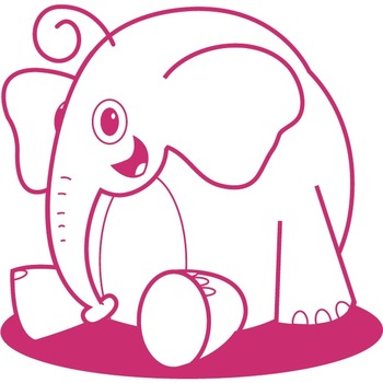 Elefantelul zambaret - Sticker Decorativ - Magenta - 112 x 110 cm Elefantelul zambaret - Sticker Decorativ - Magenta - 112 x 110 cm