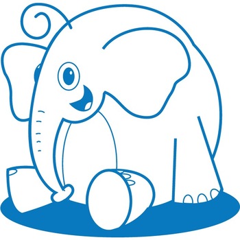 Elefantelul zambaret - Sticker Decorativ - Albastru - 112 x 110 cm Elefantelul zambaret - Sticker Decorativ - Albastru - 112 x 110 cm