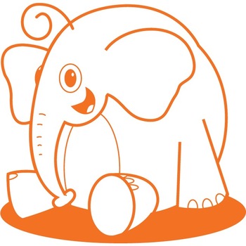 Elefantelul zambaret - Sticker Decorativ - Portocaliu - 112 x 110 cm Elefantelul zambaret - Sticker Decorativ - Portocaliu - 112 x 110 cm