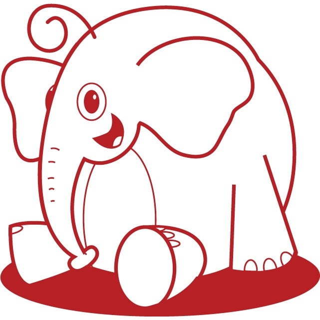 Elefantelul zambaret - Sticker Decorativ - Rosu Cardinal - 84 x 83 cm