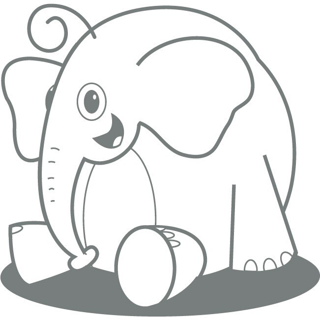 Elefantelul zambaret - Sticker Decorativ - Gri Metal - 84 x 83 cm