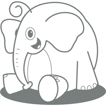 Elefantelul zambaret - Sticker Decorativ - Gri Metal - 112 x 110 cm Elefantelul zambaret - Sticker Decorativ - Gri Metal - 112 x 110 cm