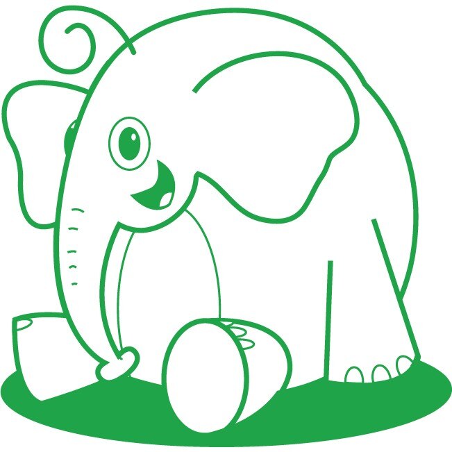 Elefantelul zambaret - Sticker Decorativ - Verde - 84 x 83 cm