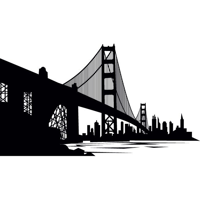 Golden Gate - Sticker Decorativ - Negru - 120 x 68 cm