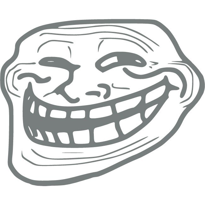 Troll face - Sticker Decorativ - Gri Metal - 135 x 110 cm