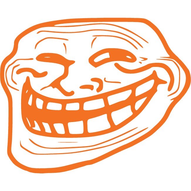 Troll face - Sticker Decorativ - Portocaliu - 135 x 110 cm