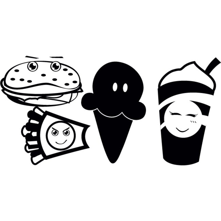 Fast Food - Sticker Decorativ - Negru - 143 x 71 cm