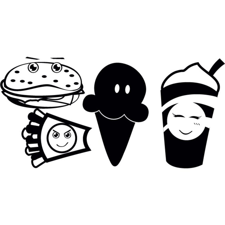 Fast Food - Sticker Decorativ - Negru - 190 x 95 cm