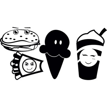 Fast Food - Sticker Decorativ - Negru - 190 x 95 cm Fast Food - Sticker Decorativ - Negru - 190 x 95 cm