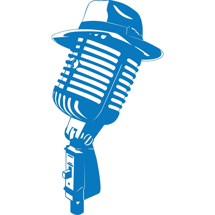 Microfon cu palarie - Sticker Decorativ - Albastru - 72 x 140 cm