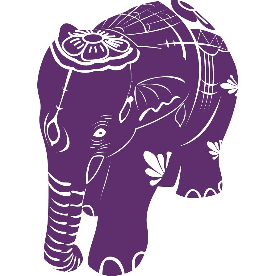 Elefant din India - Sticker Decorativ - Indigo - 83 x 113 cm