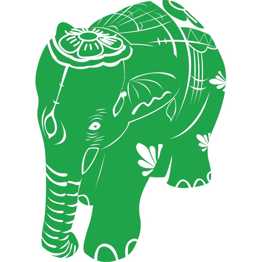 Elefant din India - Sticker Decorativ - Verde - 83 x 113 cm