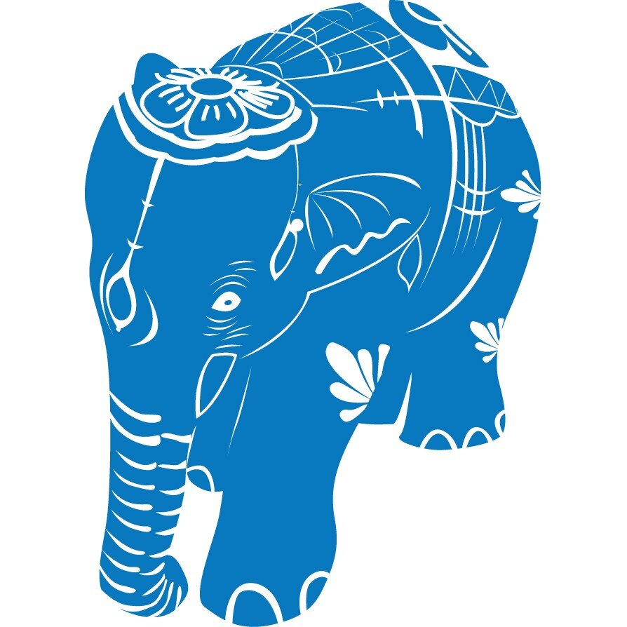 Elefant din India - Sticker Decorativ - Albastru - 110 x 150 cm