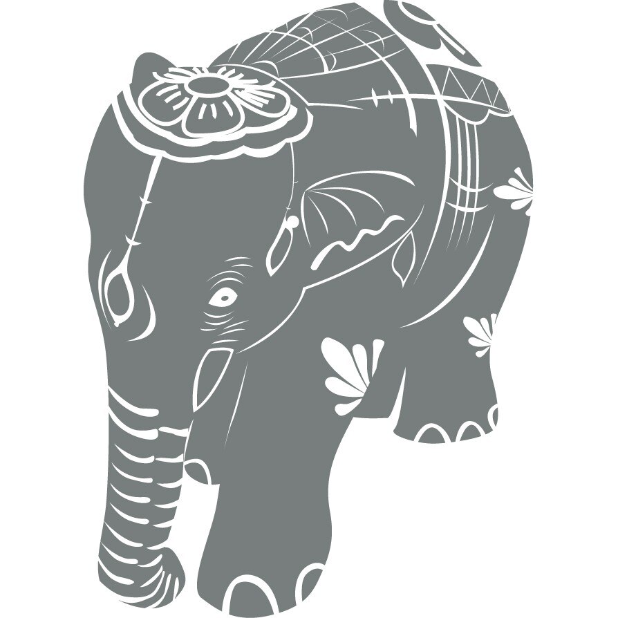 Elefant din India - Sticker Decorativ - Gri Metal - 110 x 150 cm
