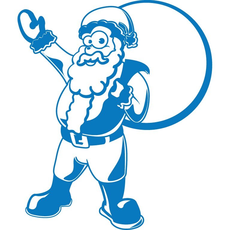 Mos Craciun - Sticker Decorativ - Albastru - 110 x 130 cm