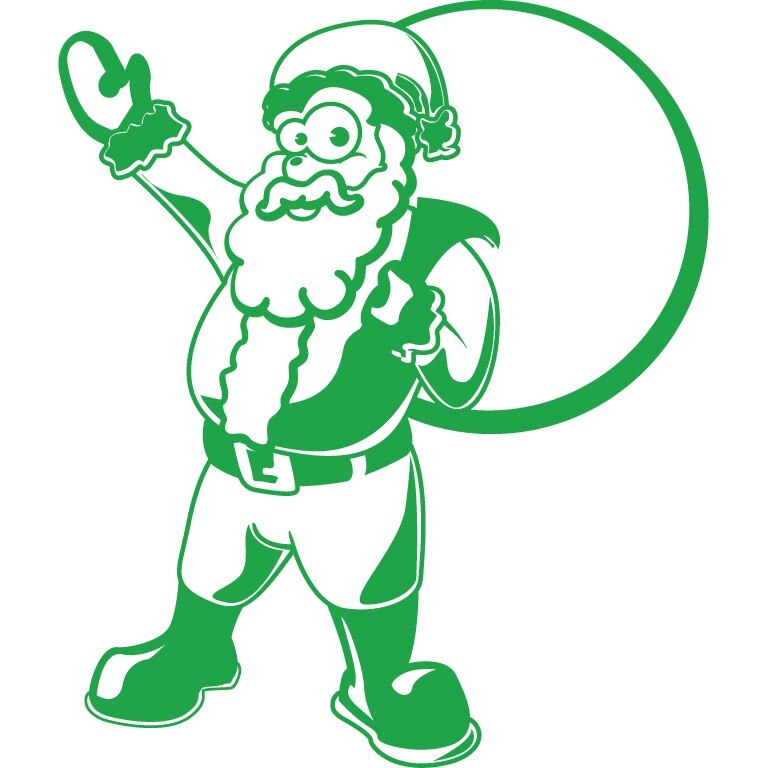 Mos Craciun - Sticker Decorativ - Verde - 110 x 130 cm