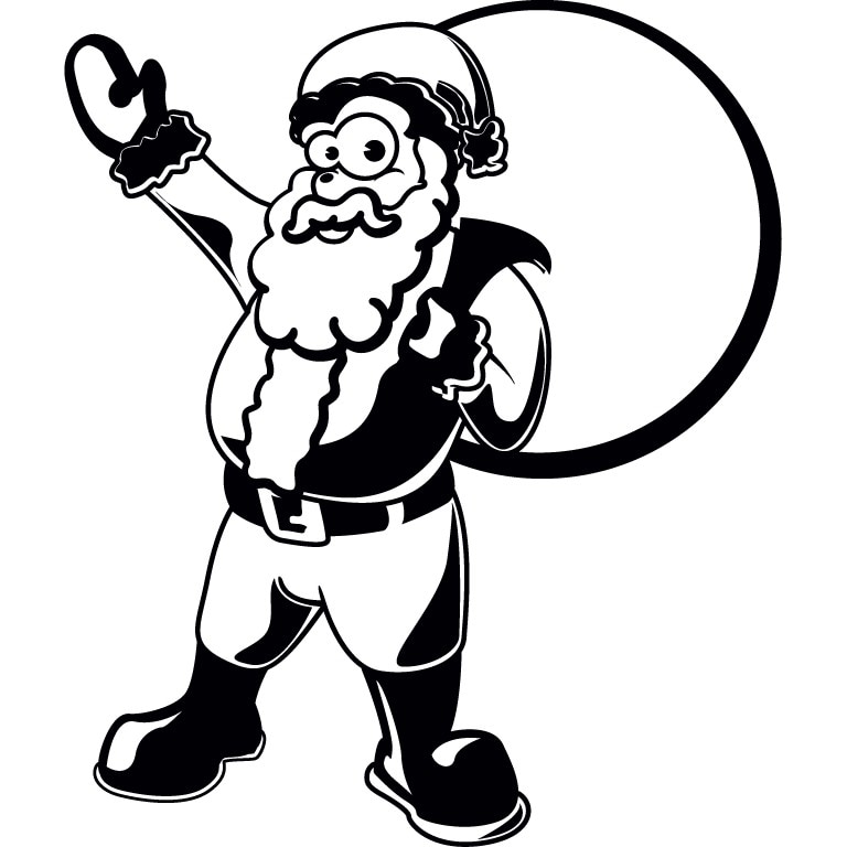 Mos Craciun - Sticker Decorativ - Negru - 110 x 130 cm