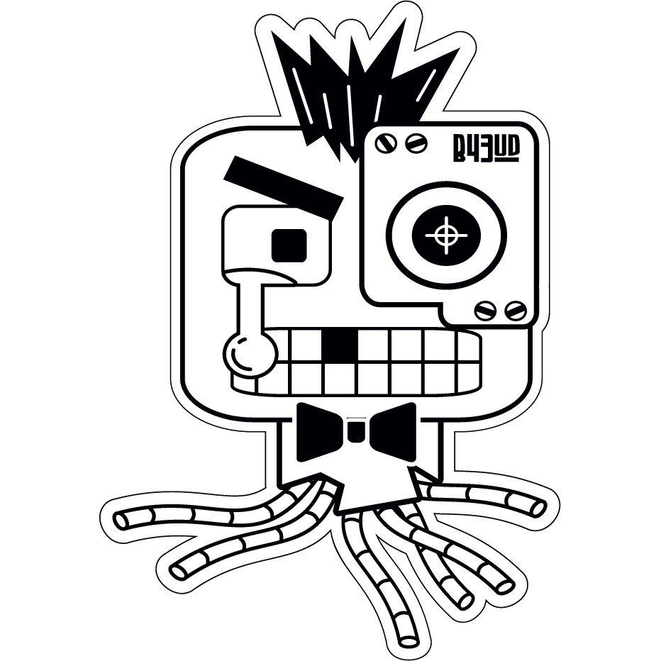 Robotul simpatic - Sticker Decorativ - Negru - 84 x 120 cm