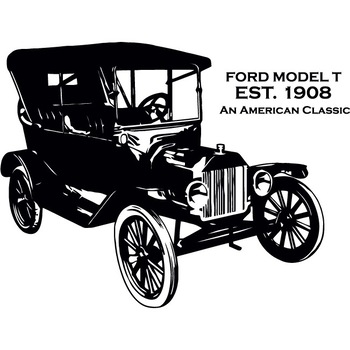 Ford model T, 1908 - Sticker Decorativ - Negru - 101 x 77 cm Ford model T, 1908 - Sticker Decorativ - Negru - 101 x 77 cm