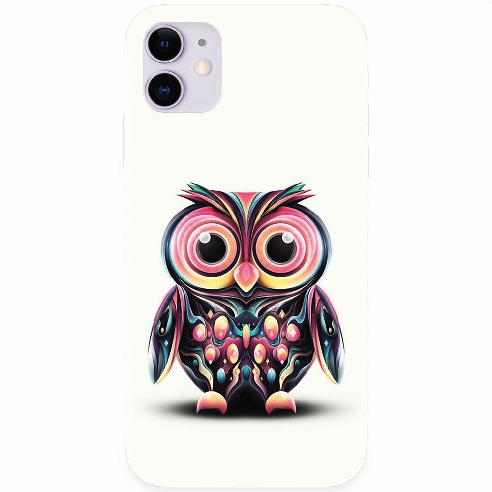 Husa silicon pentru Apple Iphone 11, Colorful Owl Illustration