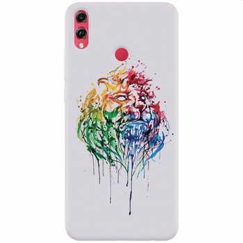 Husa silicon pentru Honor View 10 Lite, Paint Illustration Lion Head Husa silicon pentru Honor View 10 Lite, Paint Illustration Lion Head