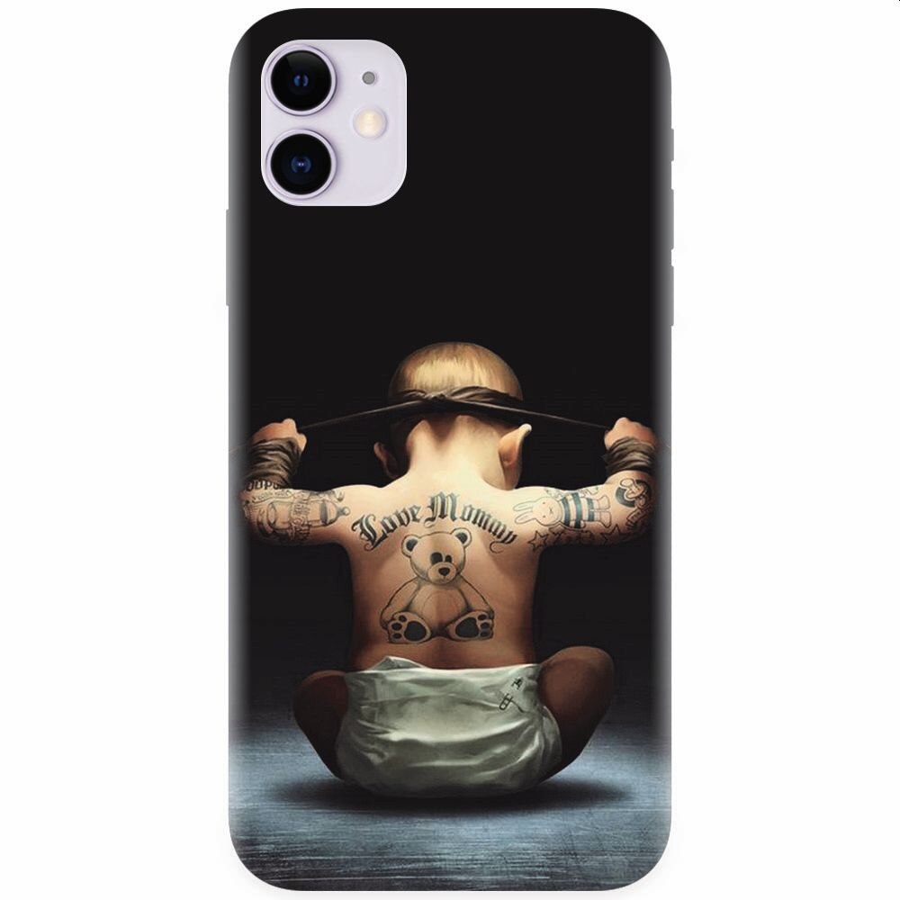 Husa silicon pentru Apple Iphone 11, Body Builder Cute Baby Tattoo