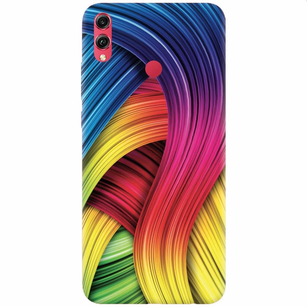 Husa silicon pentru Honor Note 10, Curly Colorful Rainbow Lines Illustration