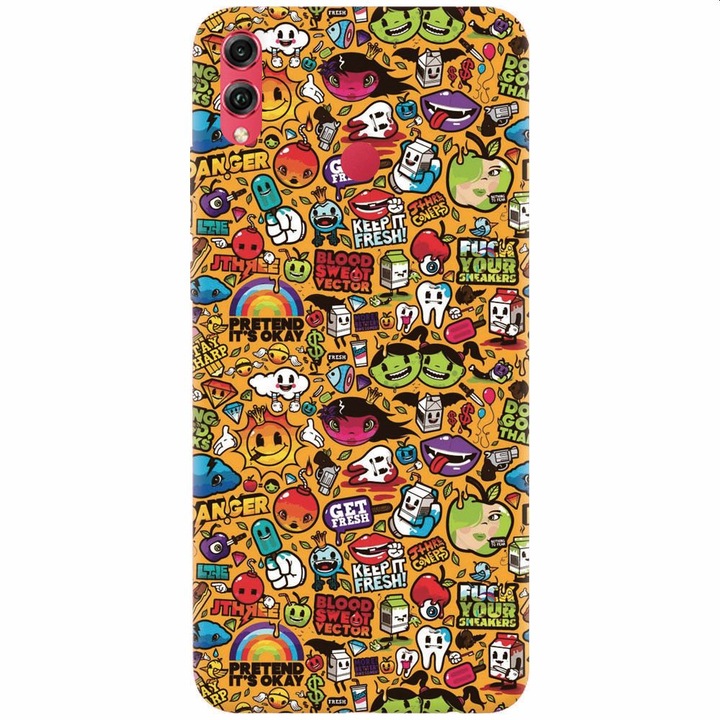 Силиконов капак, съвместим с Honor Note 10, цветни илюстрации на стикери