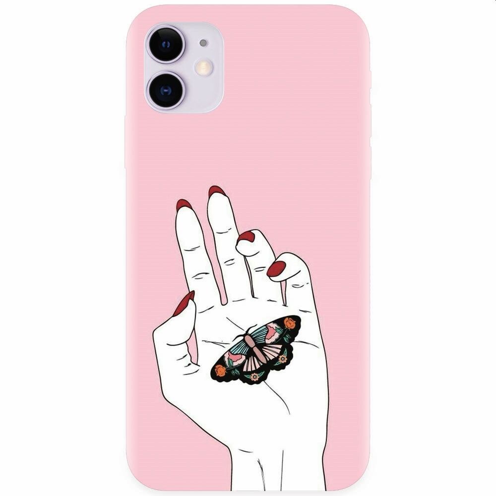 Husa silicon pentru Apple Iphone 11, Butterfly In Hand