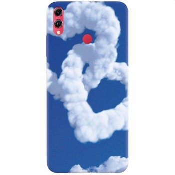 Husa silicon pentru Honor Note 10, Heart Shaped Clouds Blue Sky Husa silicon pentru Honor Note 10, Heart Shaped Clouds Blue Sky
