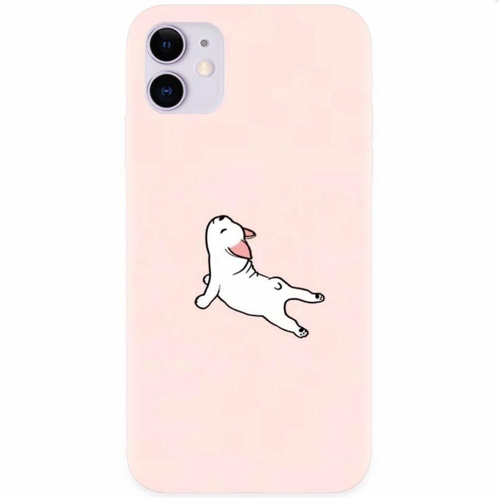 Husa silicon pentru Apple Iphone 11, Cute Dog Streching